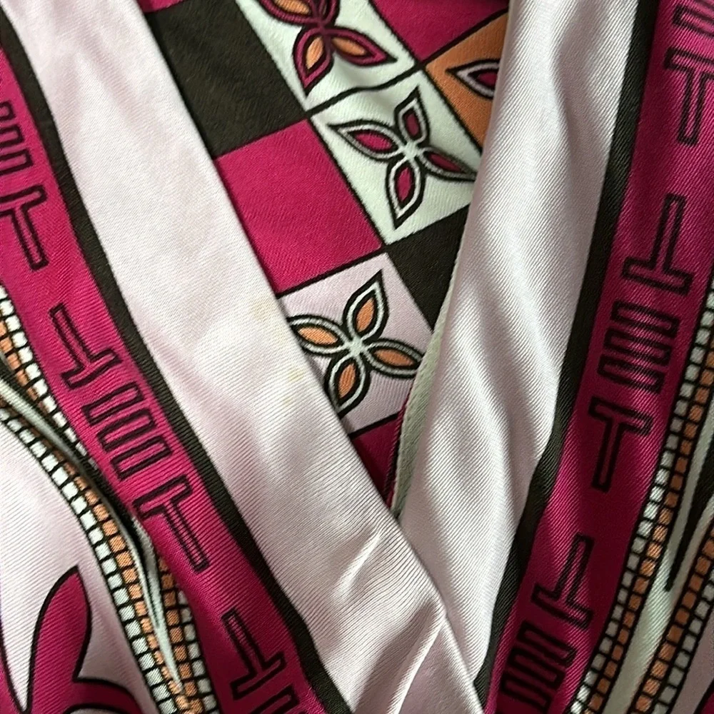 Tory Burch Silk Pink & Multi Color Halter Dress Size Large